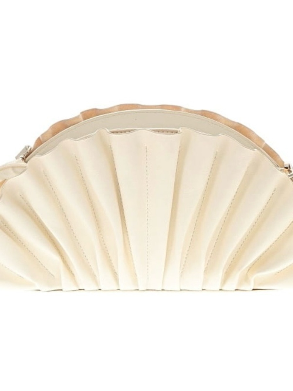 Pleated Cream Crossbody Bag - Elegant Fan-Style Shoulder Bag